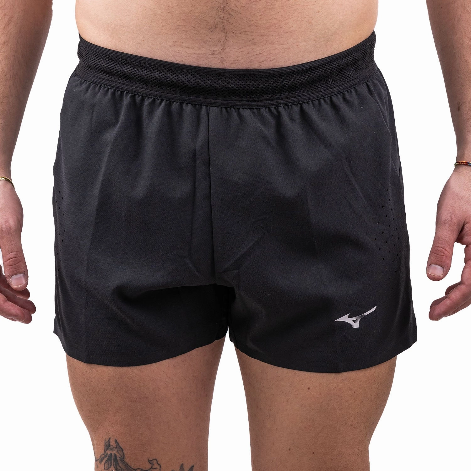 Easy Fit Fashion Forward Mizuno Tech Light 3.5 Inch Mens Running Shorts - Black