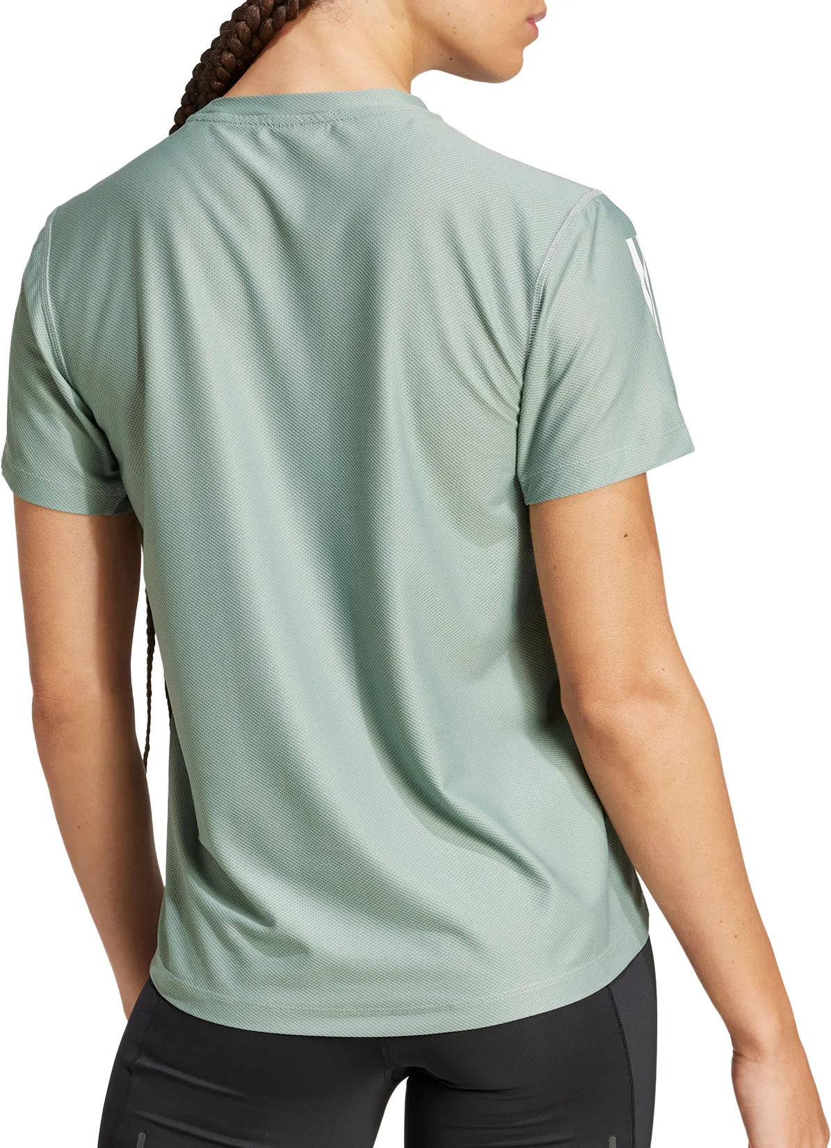 Gym workout hiking clothes adidas Own The Run Short Sleeve Womens Running Top - Green