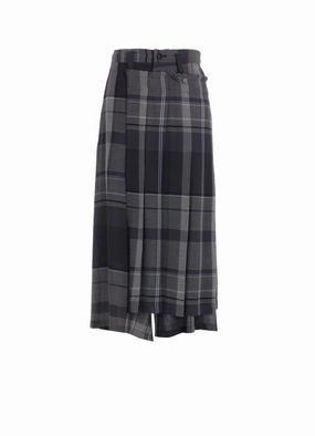 Chic Design Dynamic Flex Panels GAUZE PLAID WRAPT PLEATED PANTS