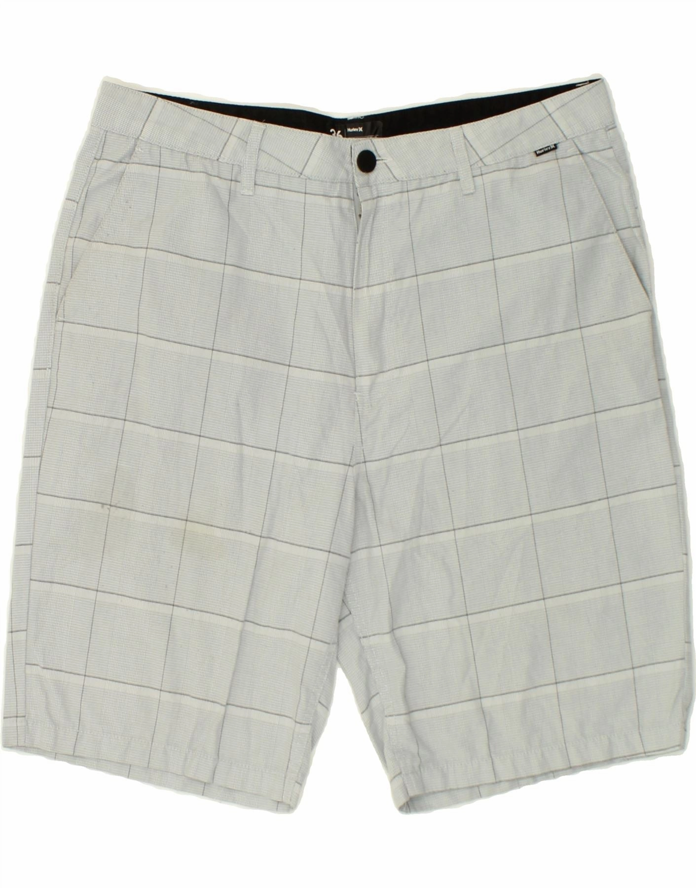 HURLEY Mens Chino Shorts W36 Large Grey Check Polyester Soft Fabric beauty industry