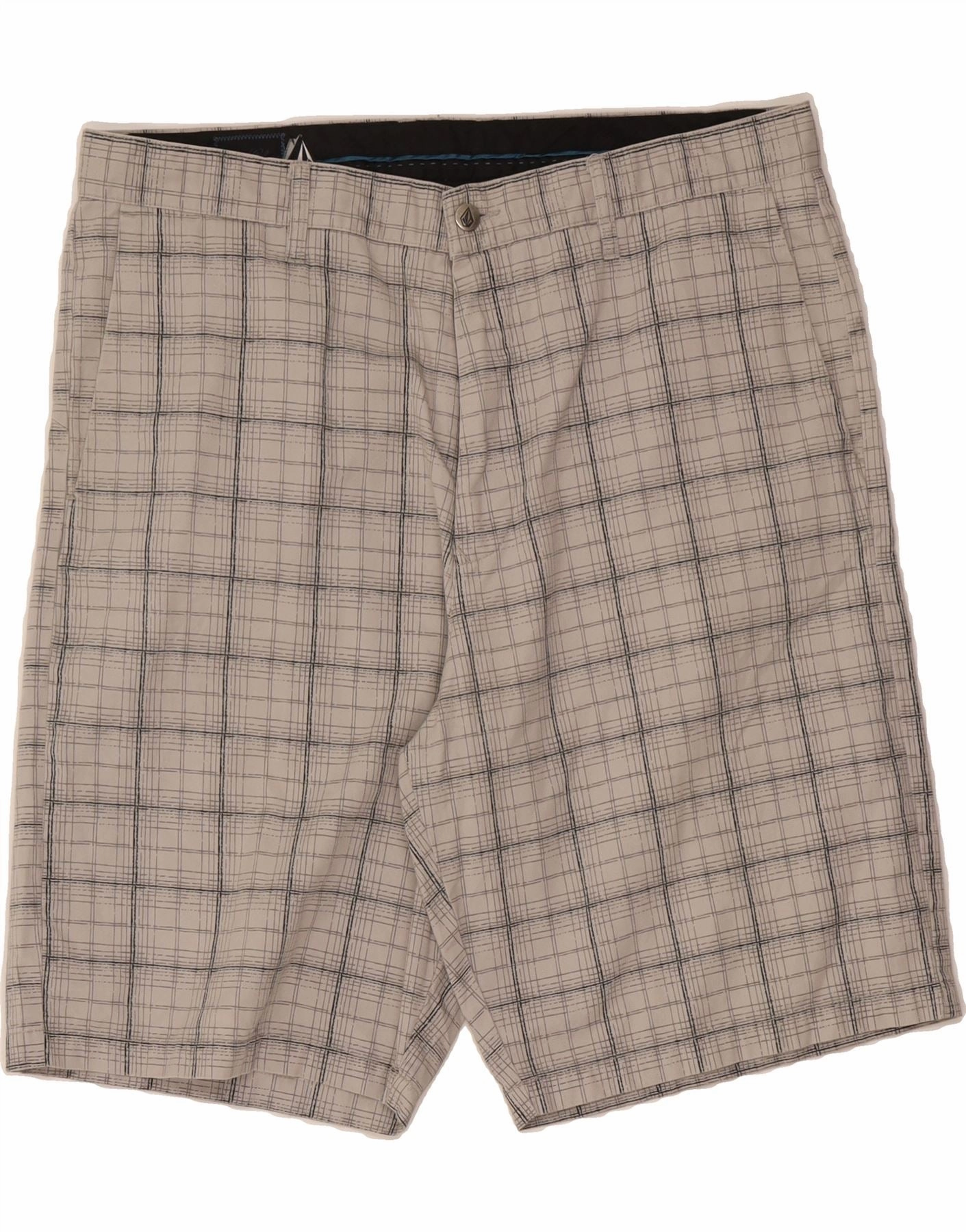 Soft Texture VOLCOM Mens Chino Shorts W38 XL White Check
