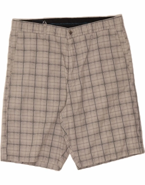 Soft Texture VOLCOM Mens Chino Shorts W38 XL White Check