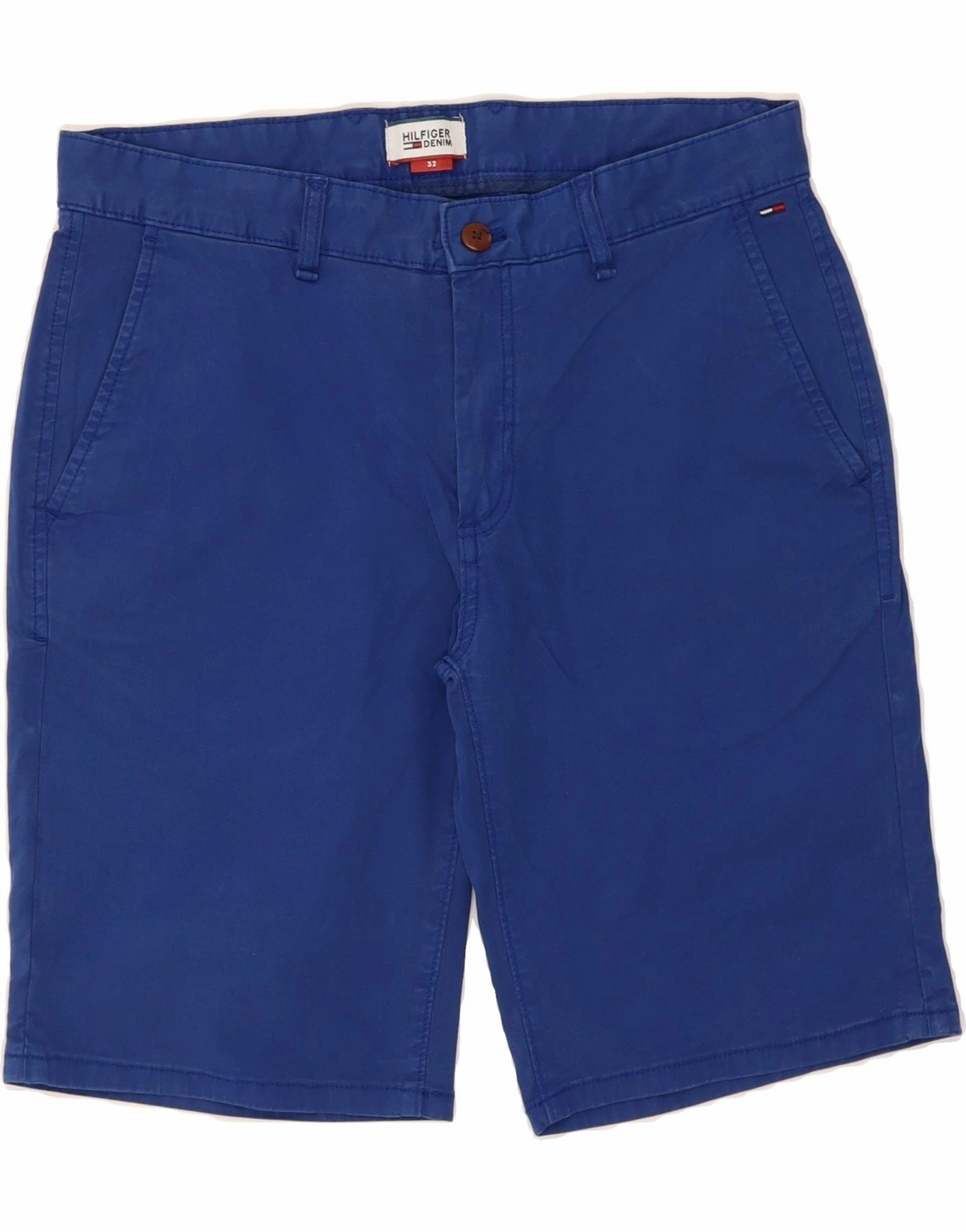 Fit Design TOMMY HILFIGER Mens Chino Shorts W32 Medium Blue Cotton
