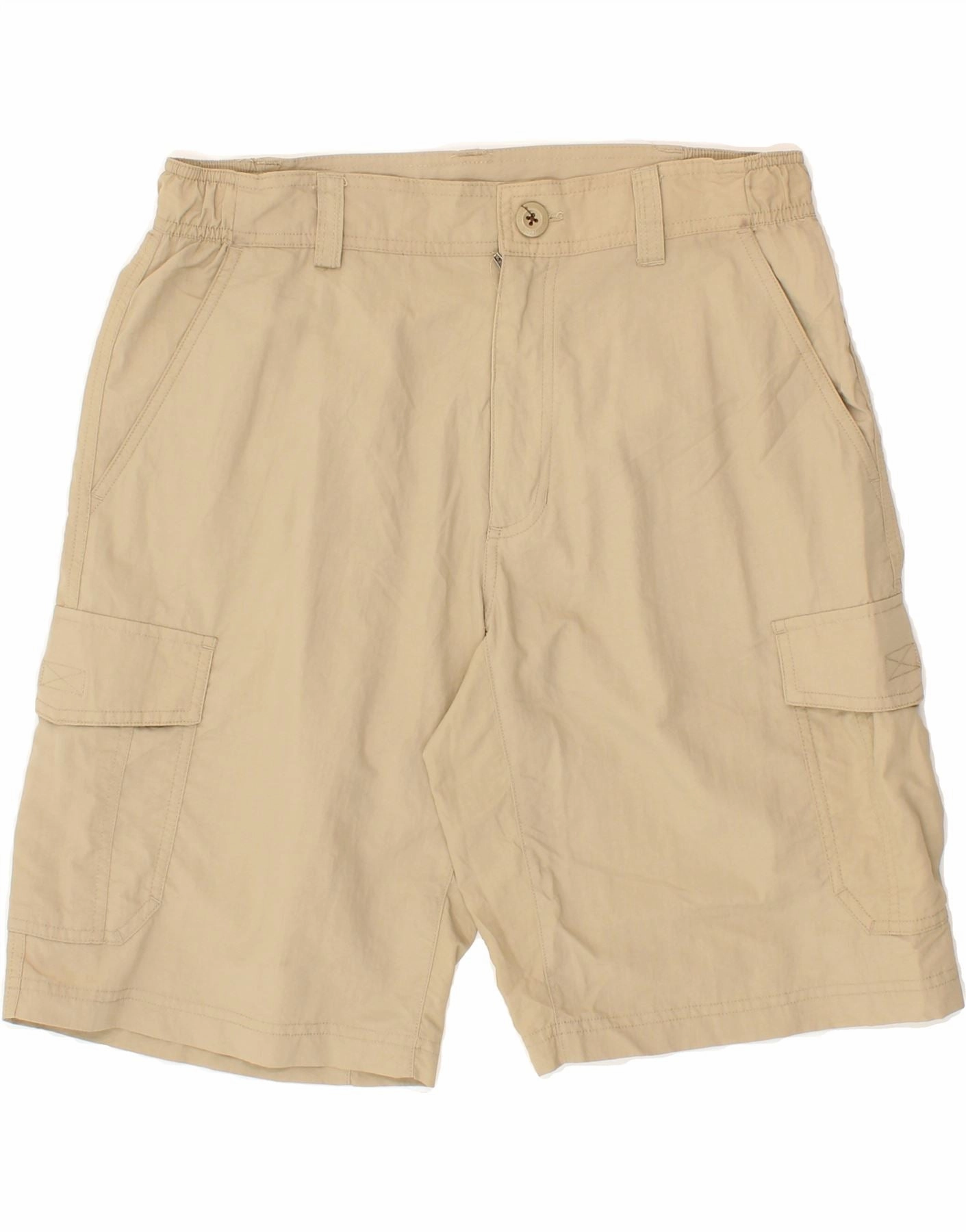 stain - resistant EDDIE BAUER Mens Cargo Shorts Medium W32 Beige Nylon