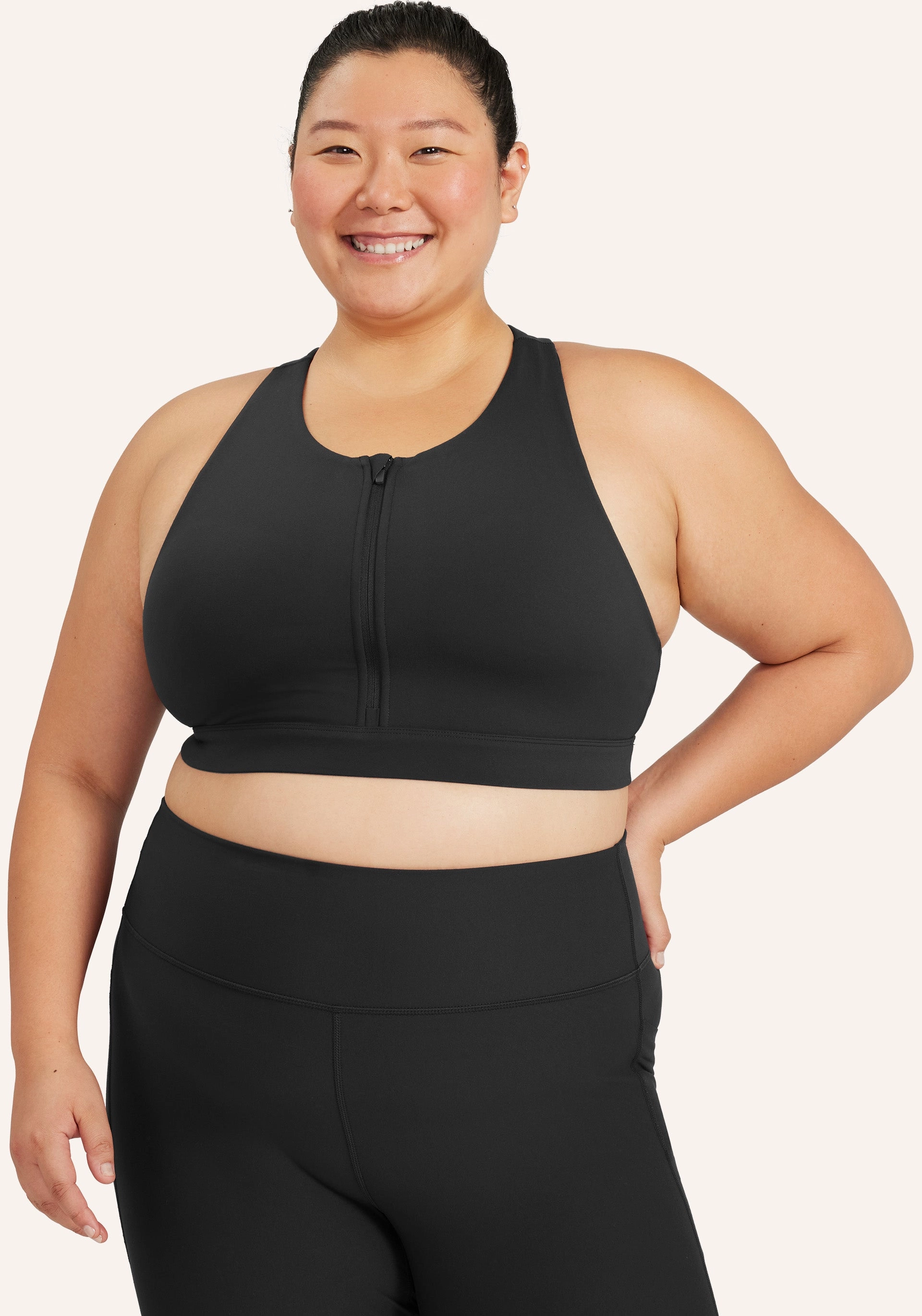 Cadent High Neck Zip Bra Wide Elastic Band