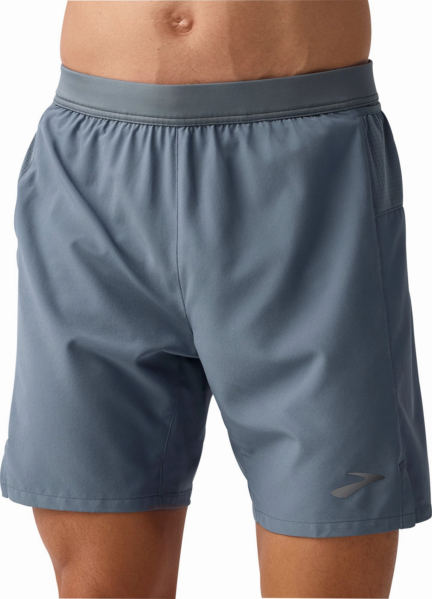 Friction Reducing Lining Summer Wardrobe Brooks 7 Inch Journey 2 In 1 Mens Running Shorts - Grey