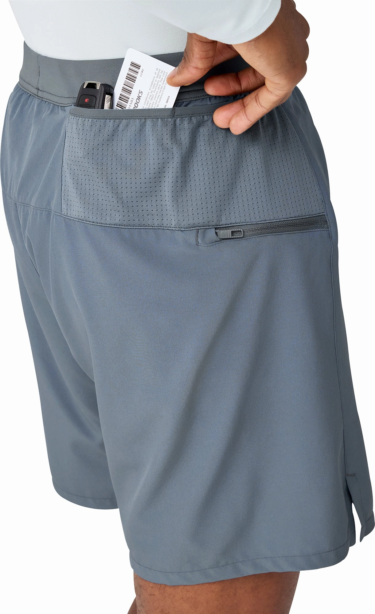 Cargo Pockets School Uniform Brooks 7 Inch Journey 2 In 1 Mens Running Shorts - Grey