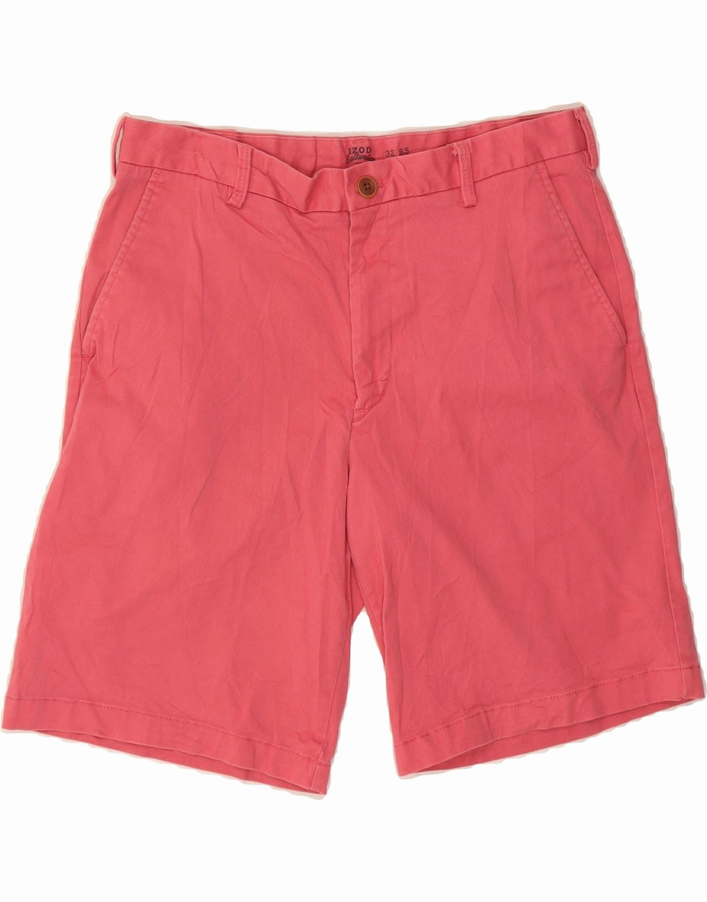 IZOD Mens Chino Shorts W32 Medium Pink Cotton Soft Comfort Active Mode