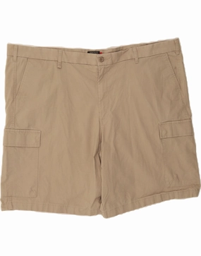 DOCKERS Mens Cargo Shorts W50 4XL  Beige Check Cotton Stain-Resistant