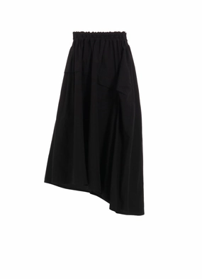 COTTON BROAD GARMENT DYEING RIGHT TUCKED ASYMMETRIC SKIRT Reflective details