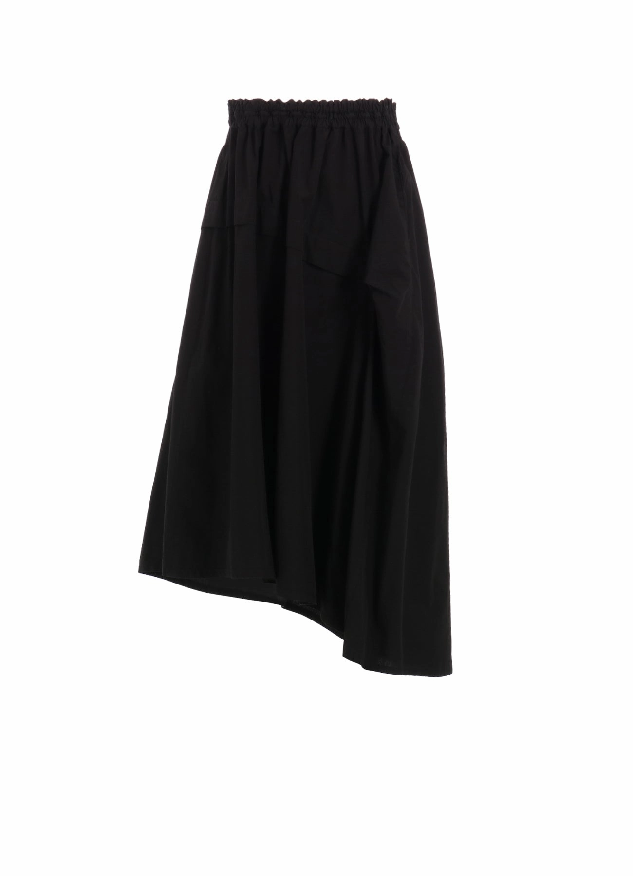 COTTON BROAD GARMENT DYEING RIGHT TUCKED ASYMMETRIC SKIRT Reflective details