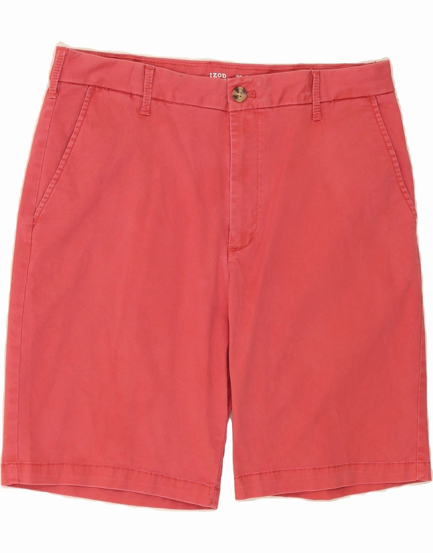 IZOD Mens Salt Water Chino Shorts W32 Medium Red Cotton Clean Aesthetic