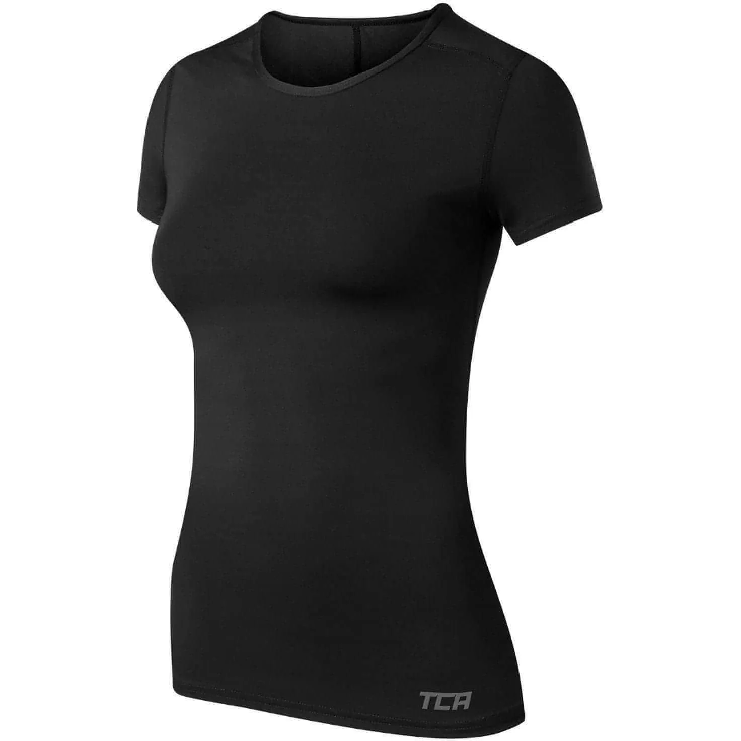 TCA Pro Performance Womens Short Sleeve Baselayer Running Top - Black Eco Certified Fiber Business Meeting