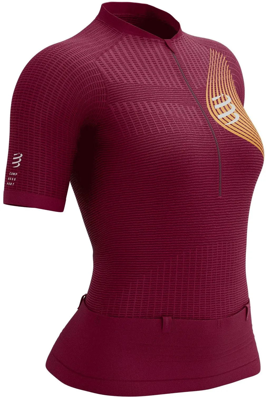 Compressport Trail Postural Half Zip Short Sleeve Womens Running Top - Red Seasonal Outfit