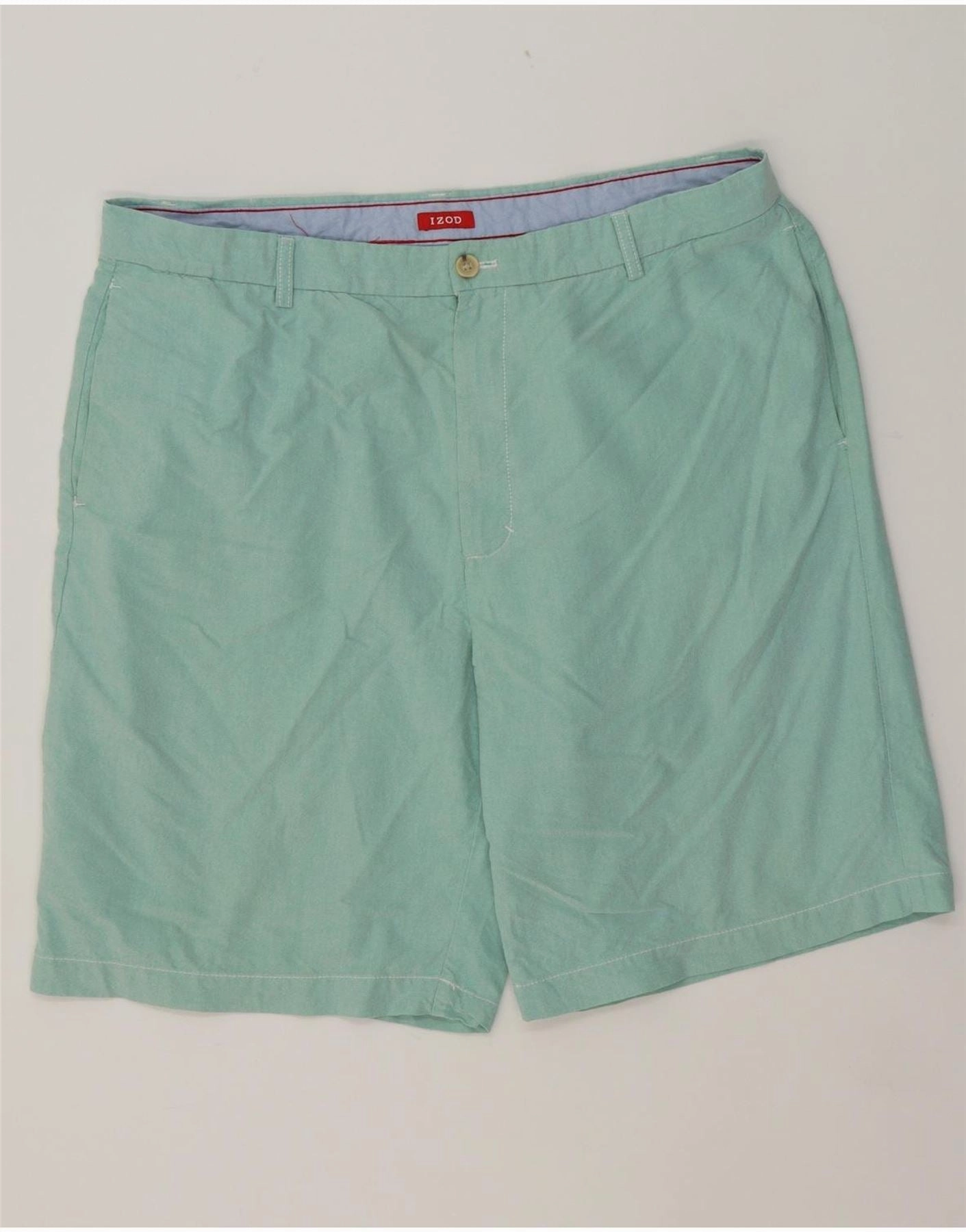 IZOD Mens Chino Shorts W38 XL Turquoise Cotton sustainable product Move Easy