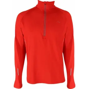 More Mile Alaska Half Zip Long Sleeve Mens Running Top - Red StretchComfortWeave UltraLightweight