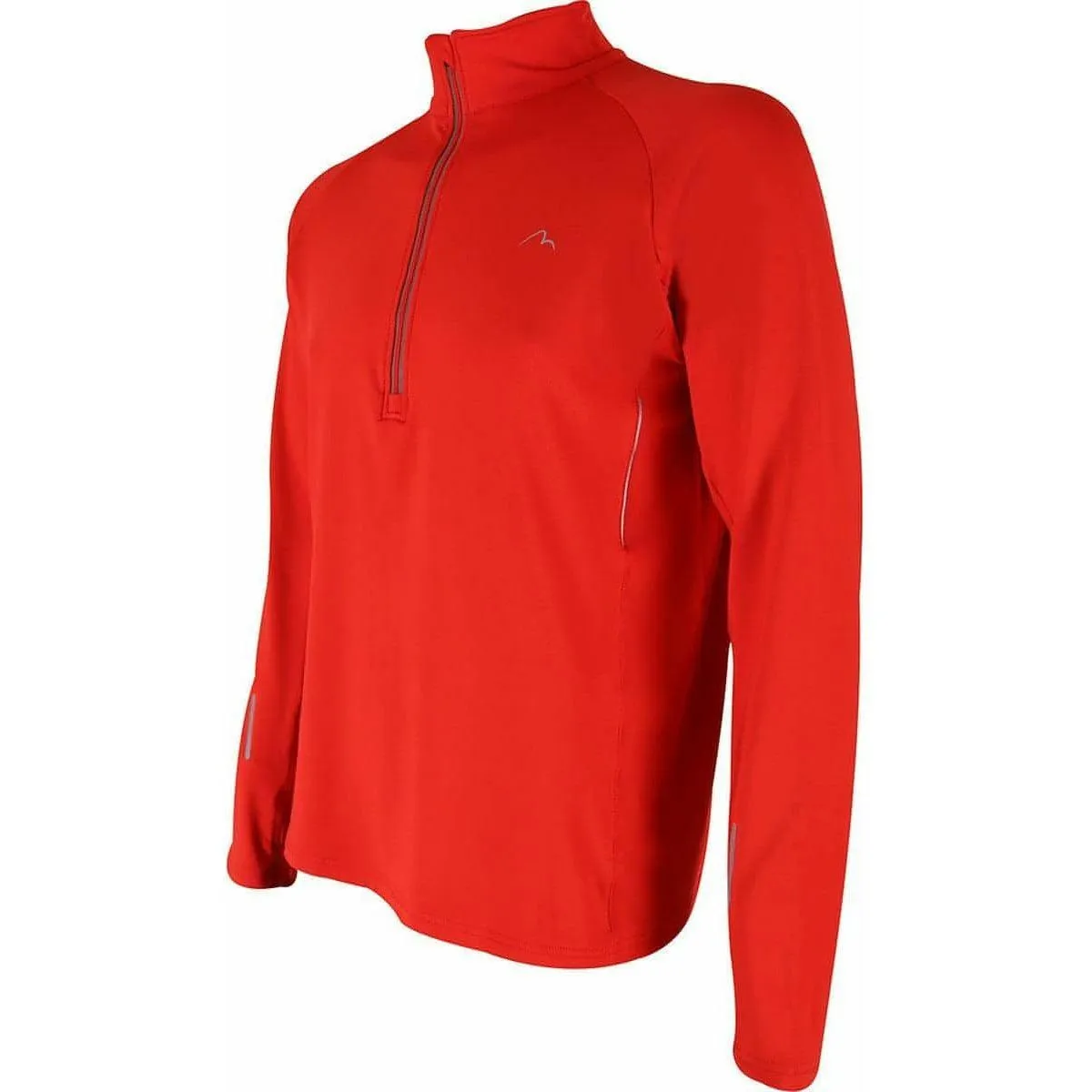 More Mile Alaska Half Zip Long Sleeve Mens Running Top - Red Thermal Regulation Layer Layering Comfort Wear