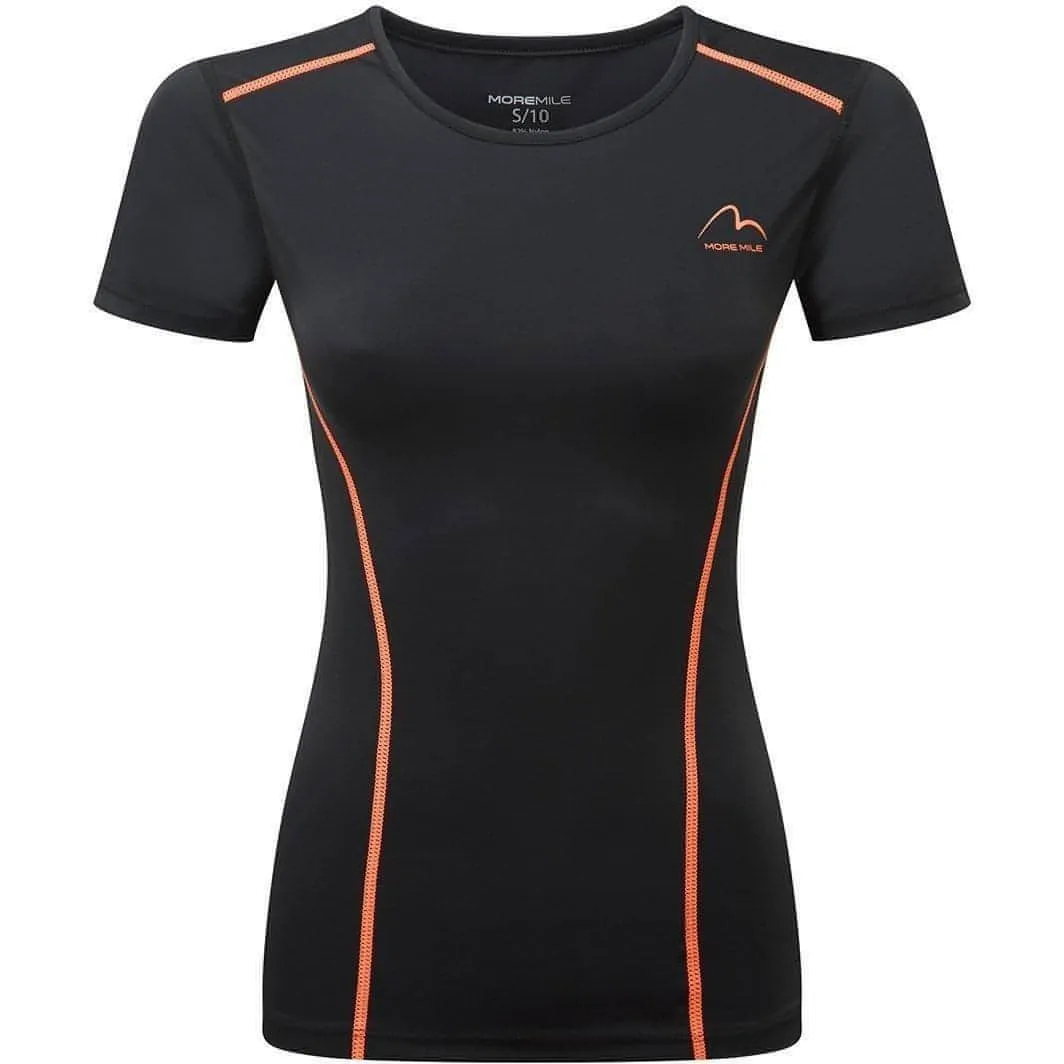 Stylish Fit Streetwear More Mile Compression Short Sleeve Womens Top - Black