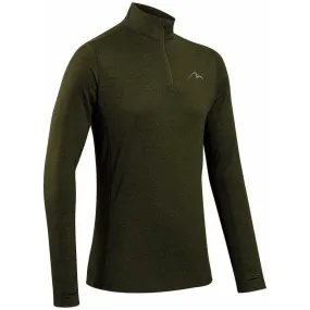 More Mile Core Half Zip Long Sleeve Mens Running Top - Green Autumn coziness Classic timelessness