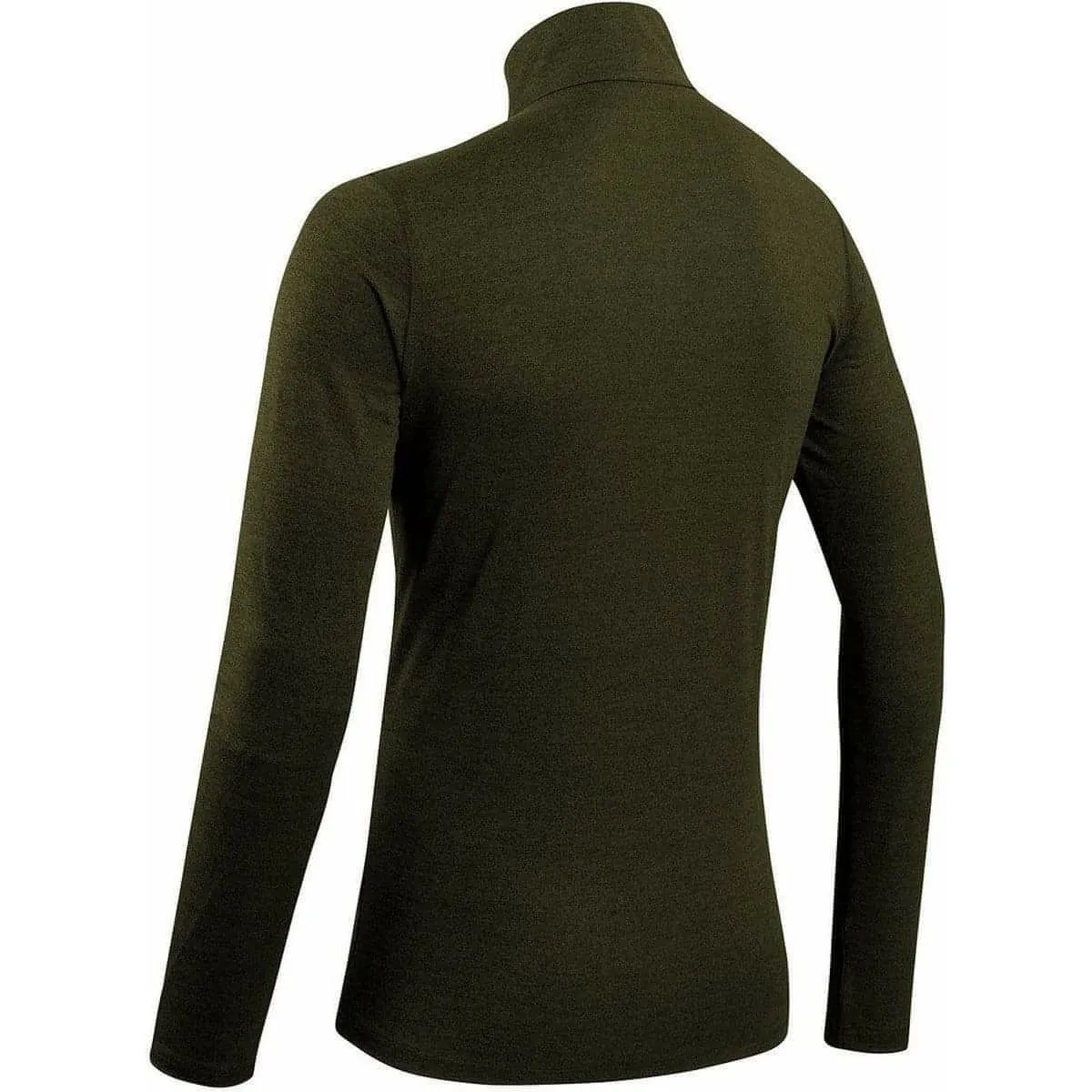 More Mile Core Half Zip Long Sleeve Mens Running Top - Green Smooth Neckline LayeredHemDetails