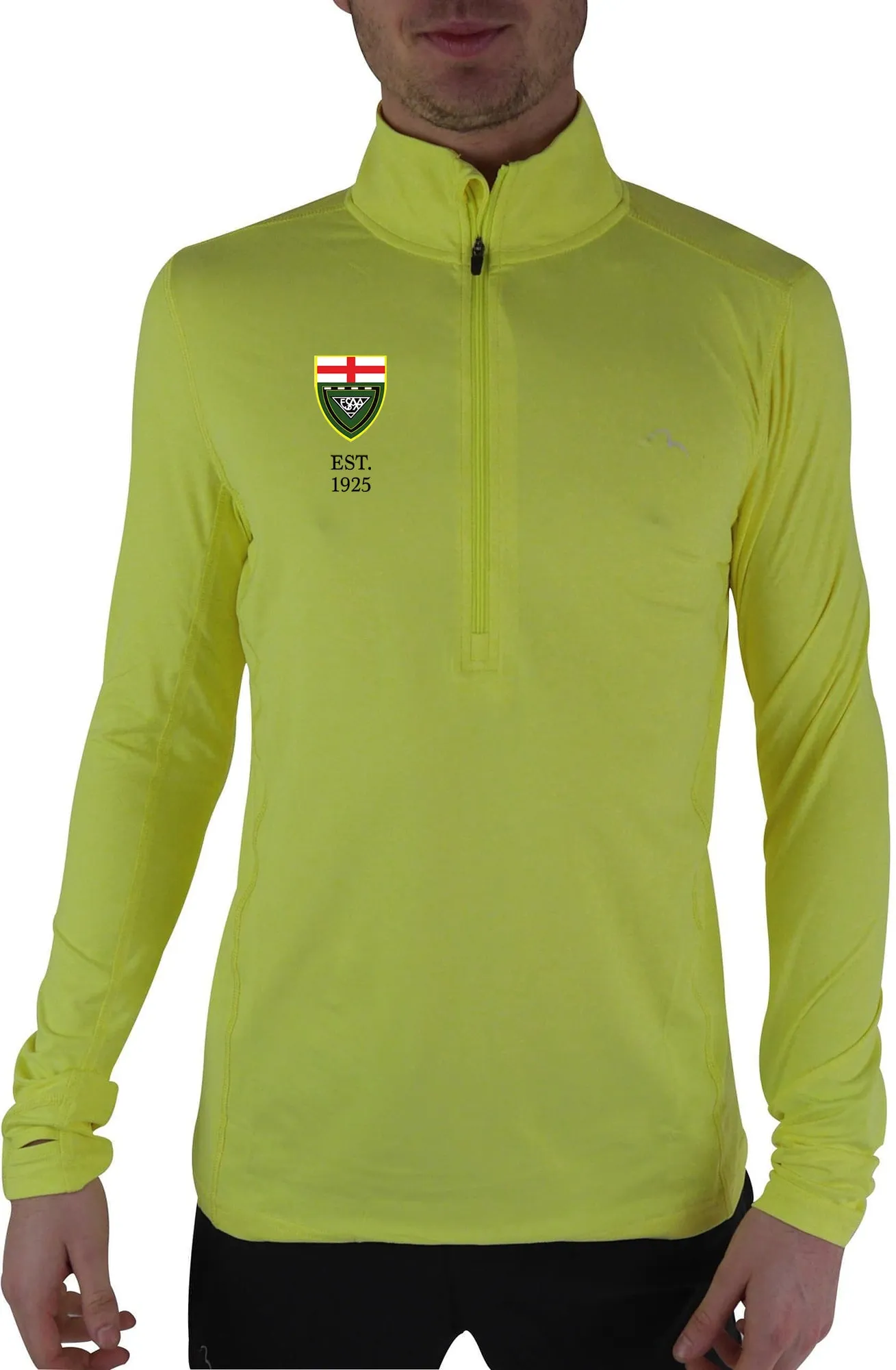 More Mile ESAA Half Zip Long Sleeve Mens Running Top - Yellow Camping attire