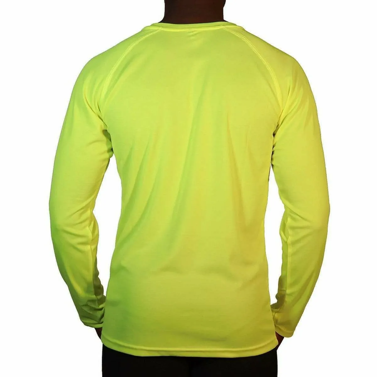 More Mile Lumino Long Sleeve Mens Running Top - Yellow Self Fabric Tape MinimalistStitching