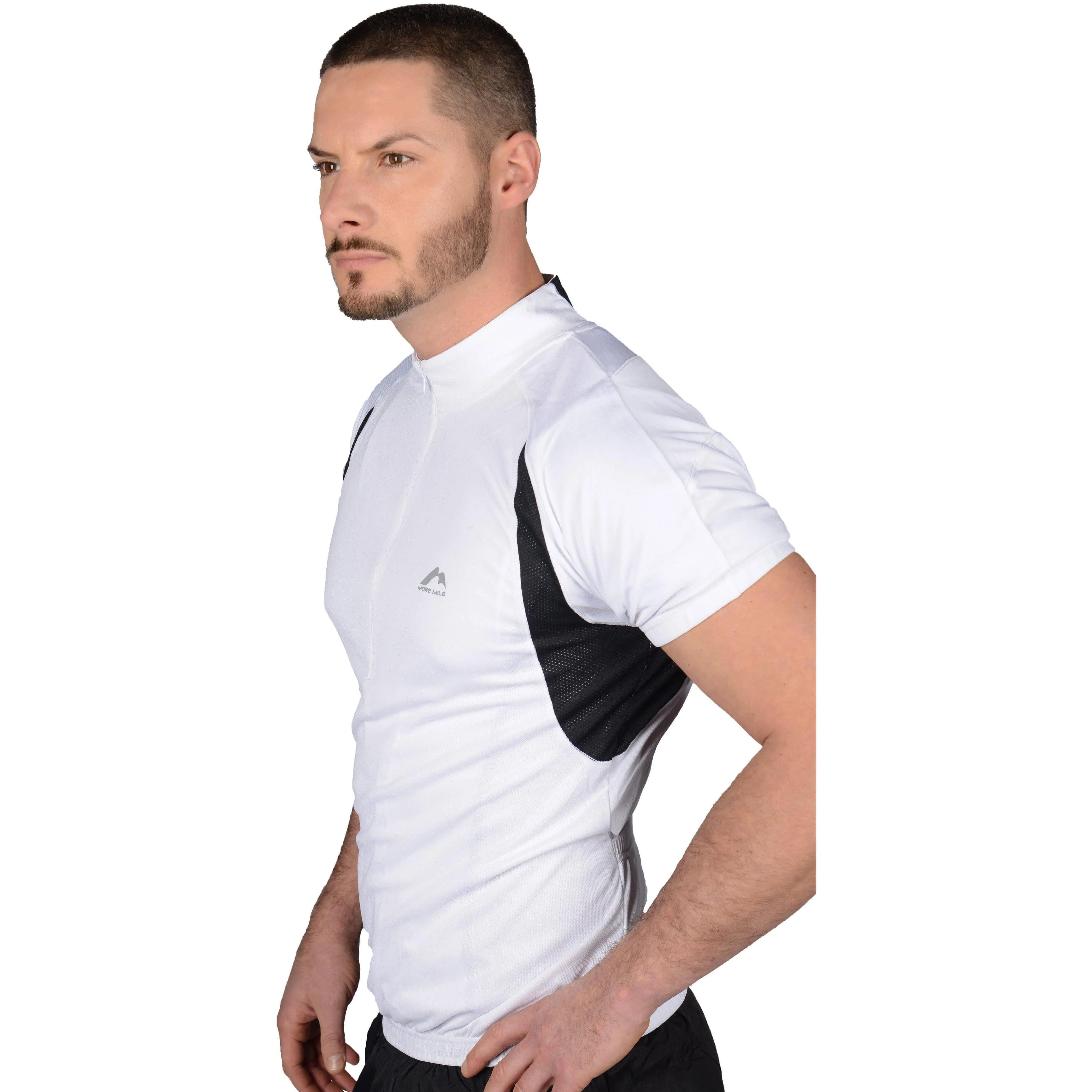 EcoFriendly Dye More Mile Short Sleeve Half Zip Mens Cycling Jersey - White