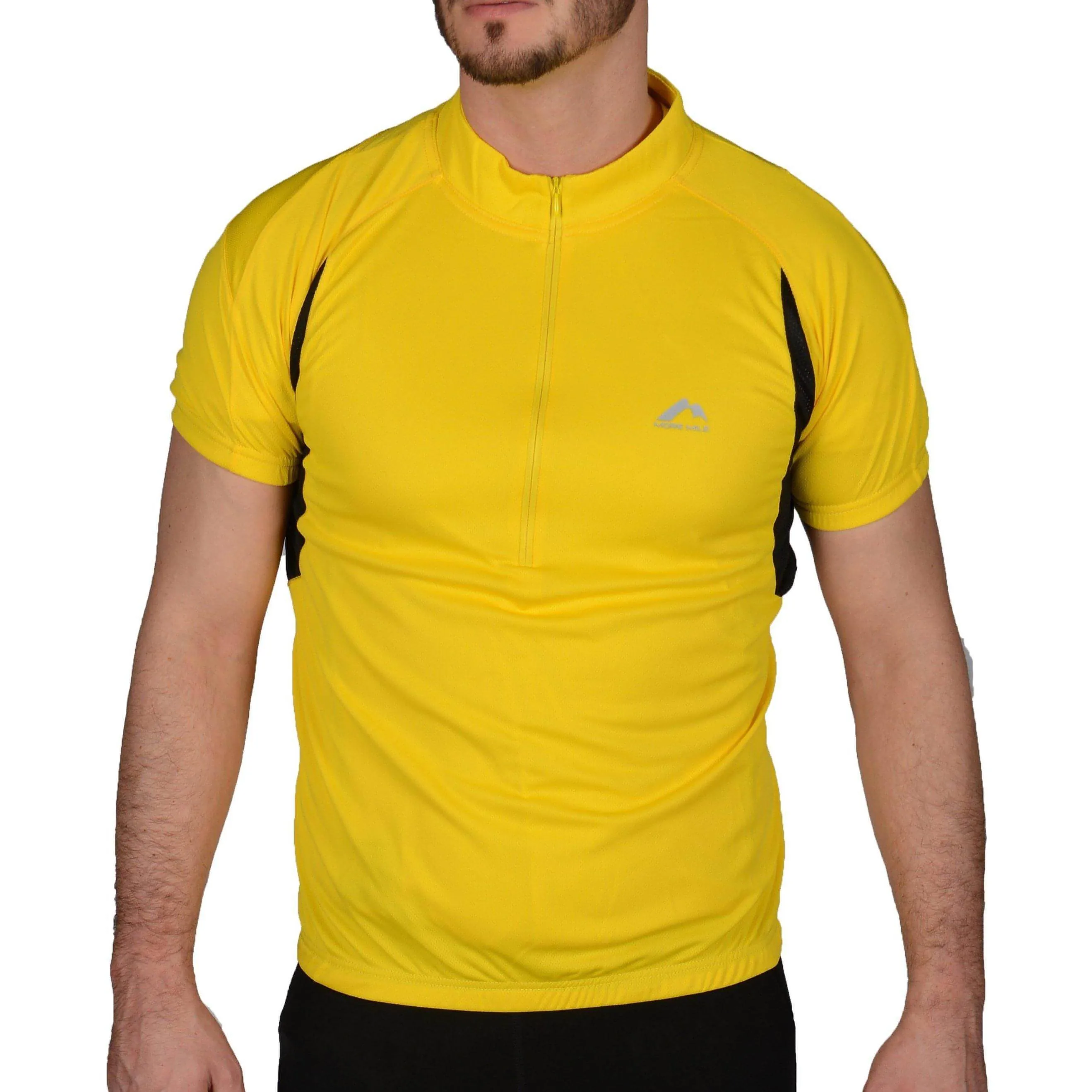 Non Irritating Seams Fashionable More Mile Short Sleeve Half Zip Mens Cycling Jersey - Yellow