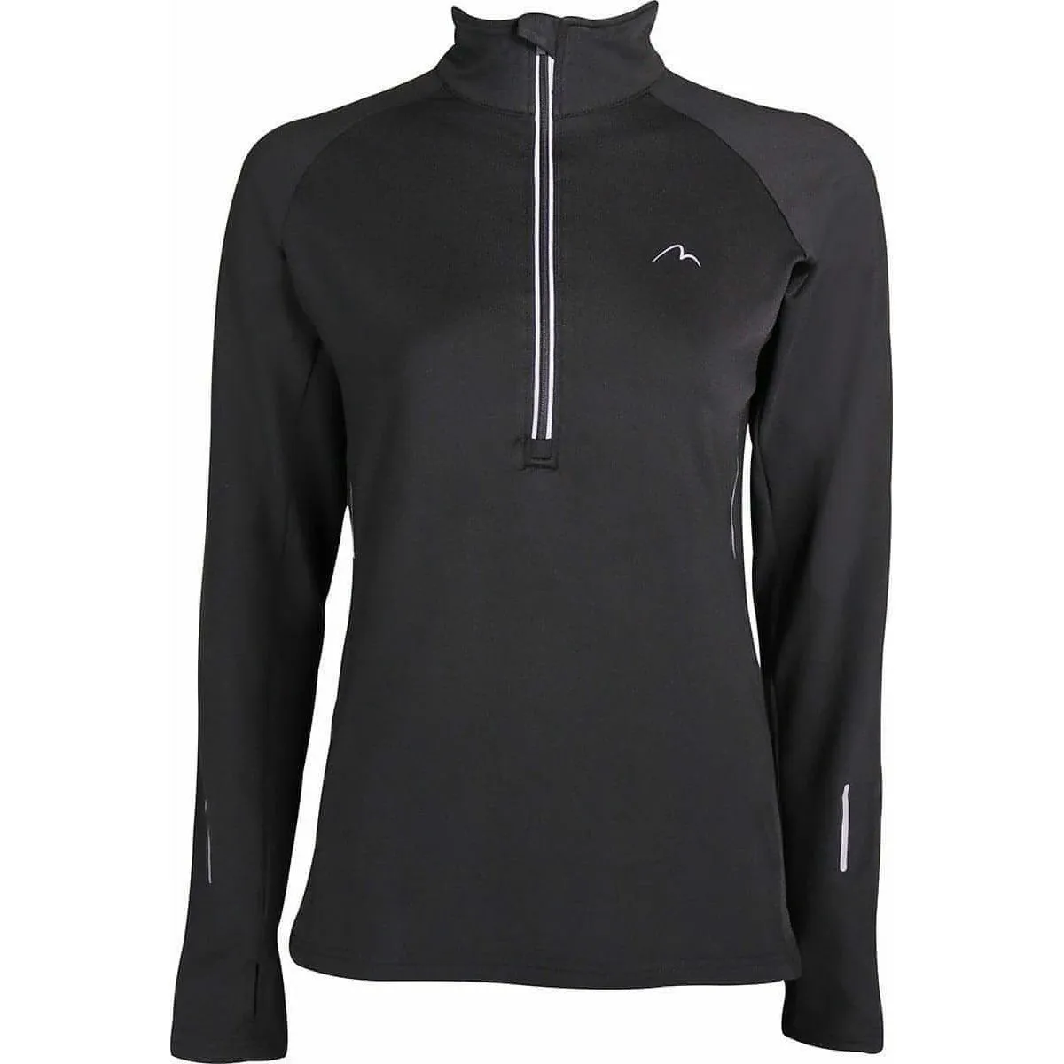 More Mile Vancouver Half Zip Long Sleeve Womens Running Top - Black Smart Fashion