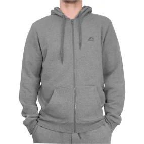 More Mile Vibe Mens Full Zip Fleece Hoody - Grey Patchwork Textured Weave