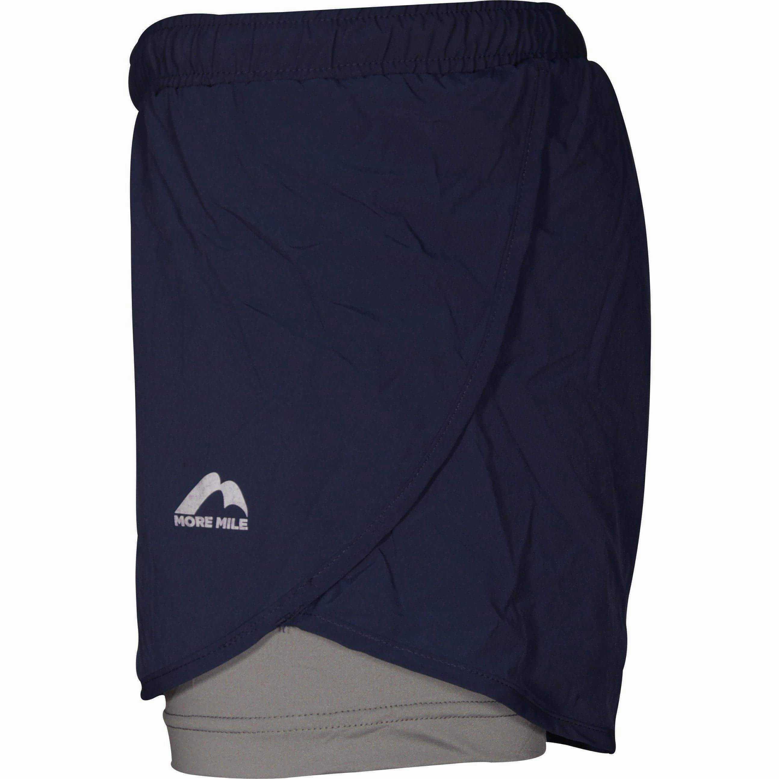 Secure Closure System More Mile Conquer 2 in 1 Womens Running Shorts - Navy