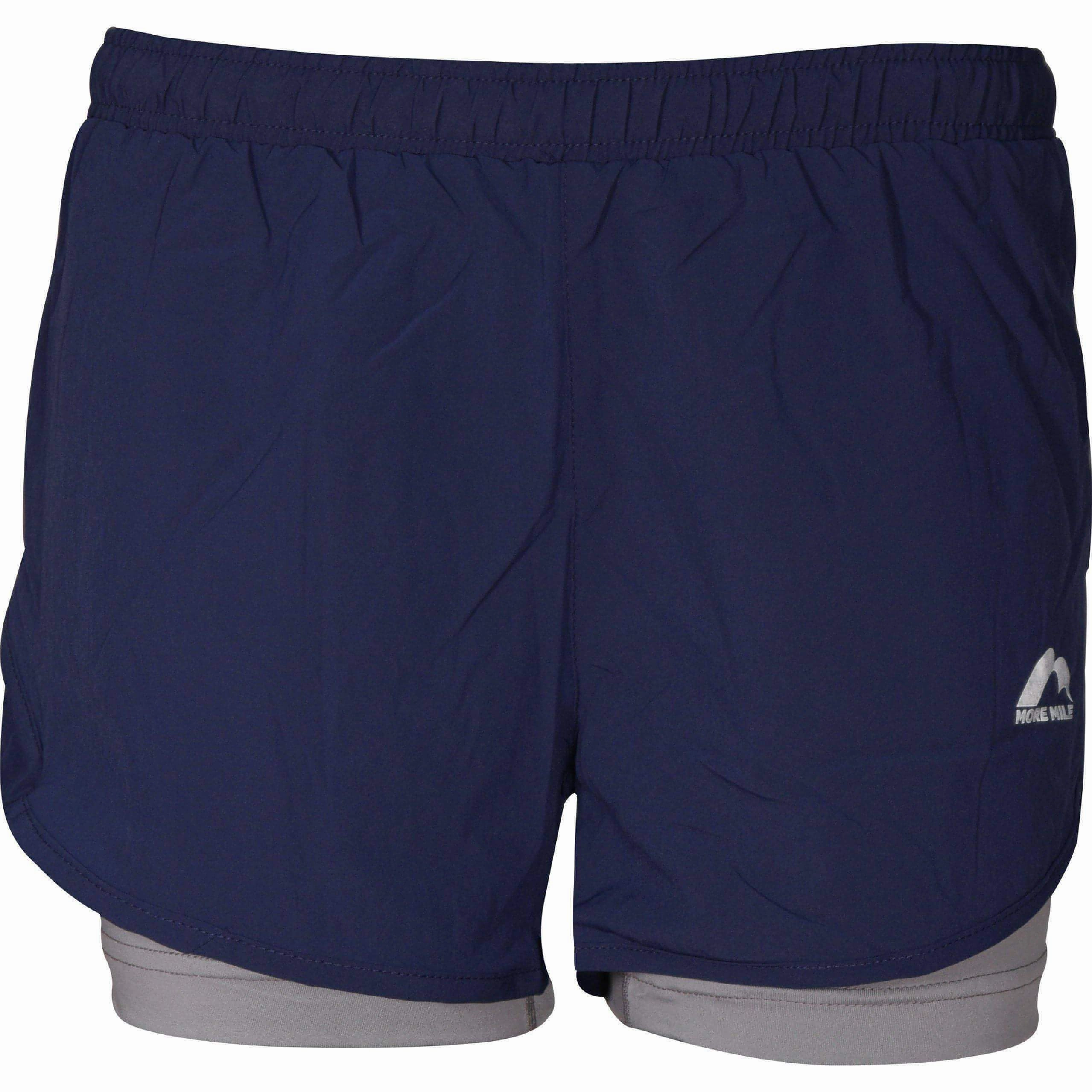 More Mile Conquer 2 in 1 Womens Running Shorts - Navy campers Free Fit