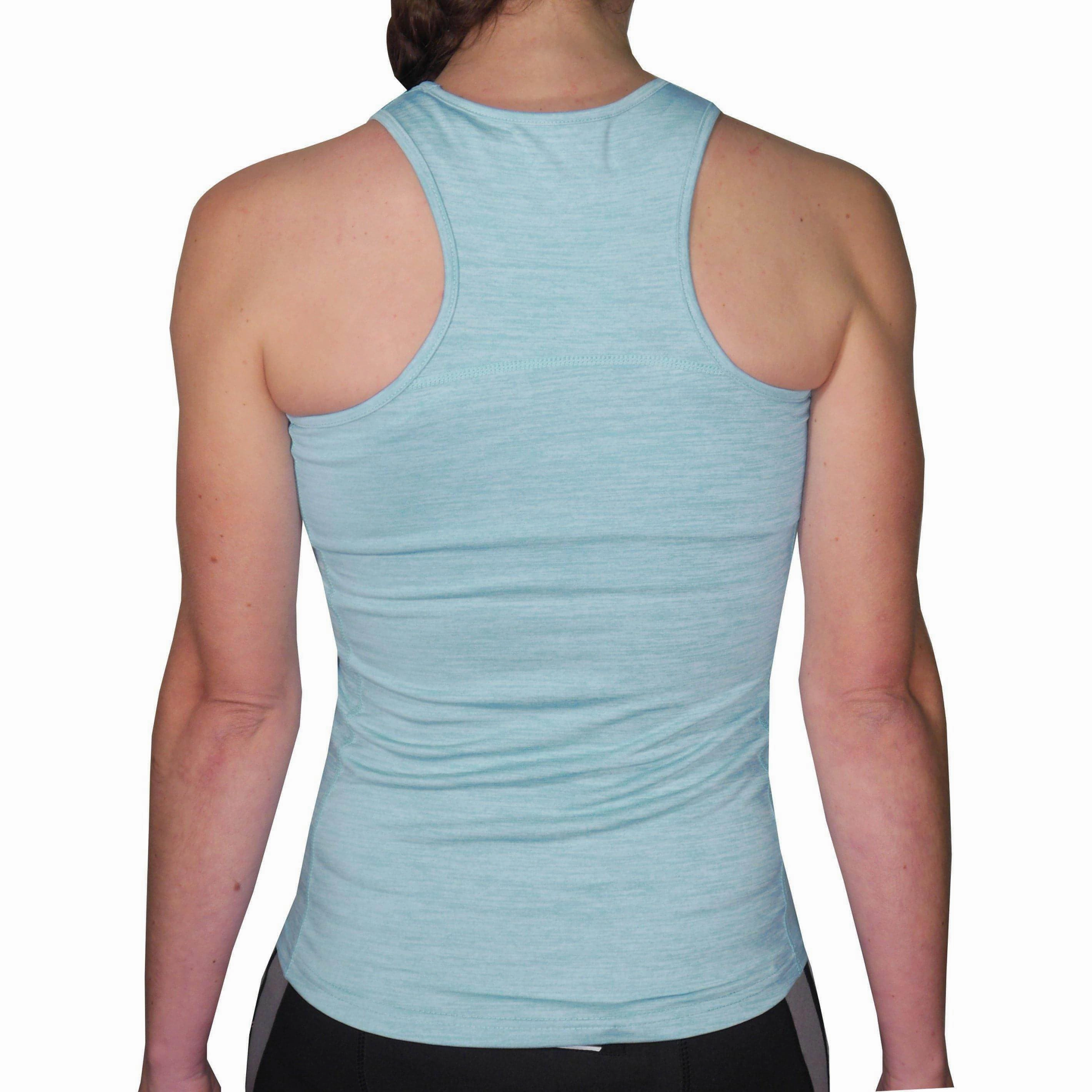 More Mile Heather Girls Training Vest Tank Top - Blue Stretchable Binding