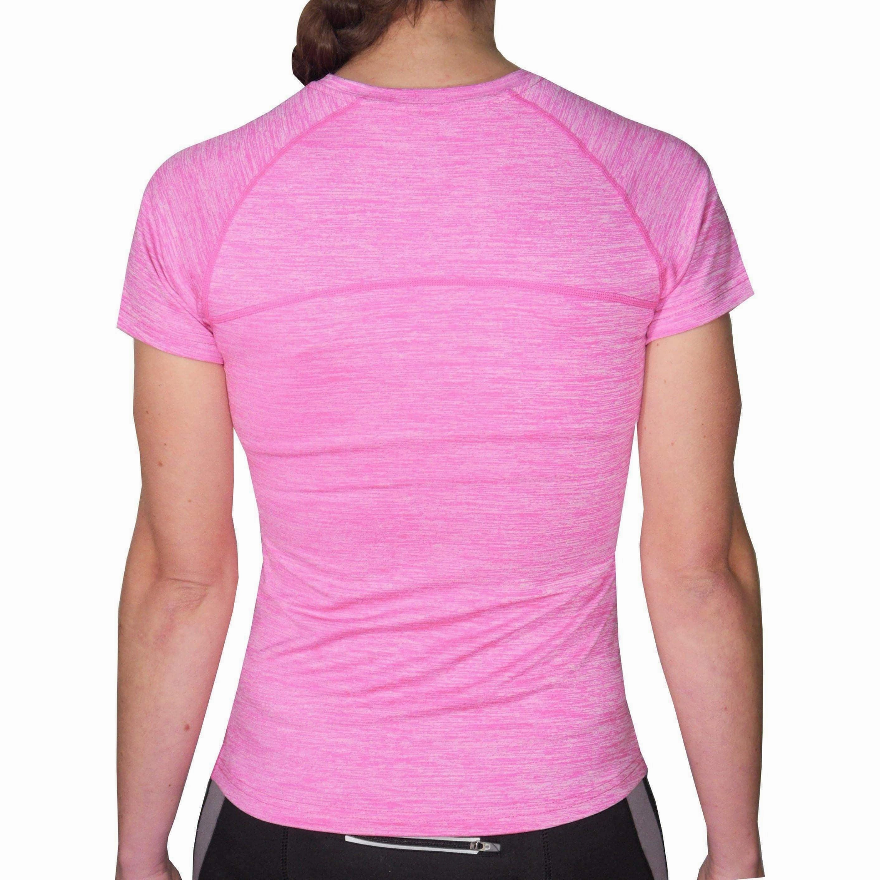 Chic Fit Stylish and Fun More Mile Heather Short Sleeve Girls Running Top - Pink