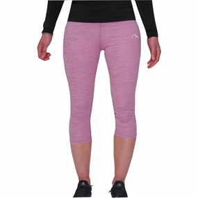 More Mile Heather Womens 3/4 Capri Running Tights - Pink Soft and Chic Timeless Look