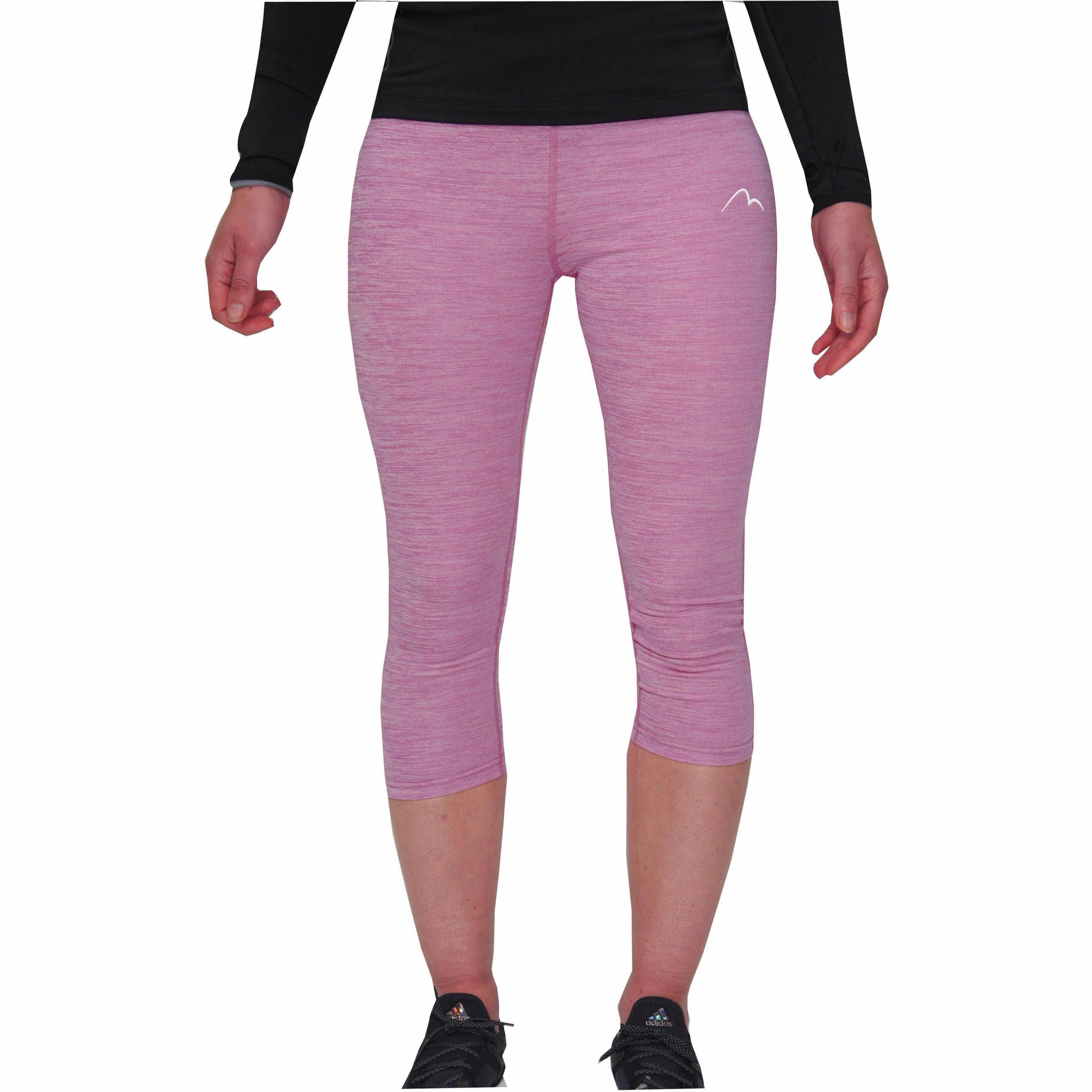 More Mile Heather Womens 3/4 Capri Running Tights - Pink Soft and Chic Timeless Look
