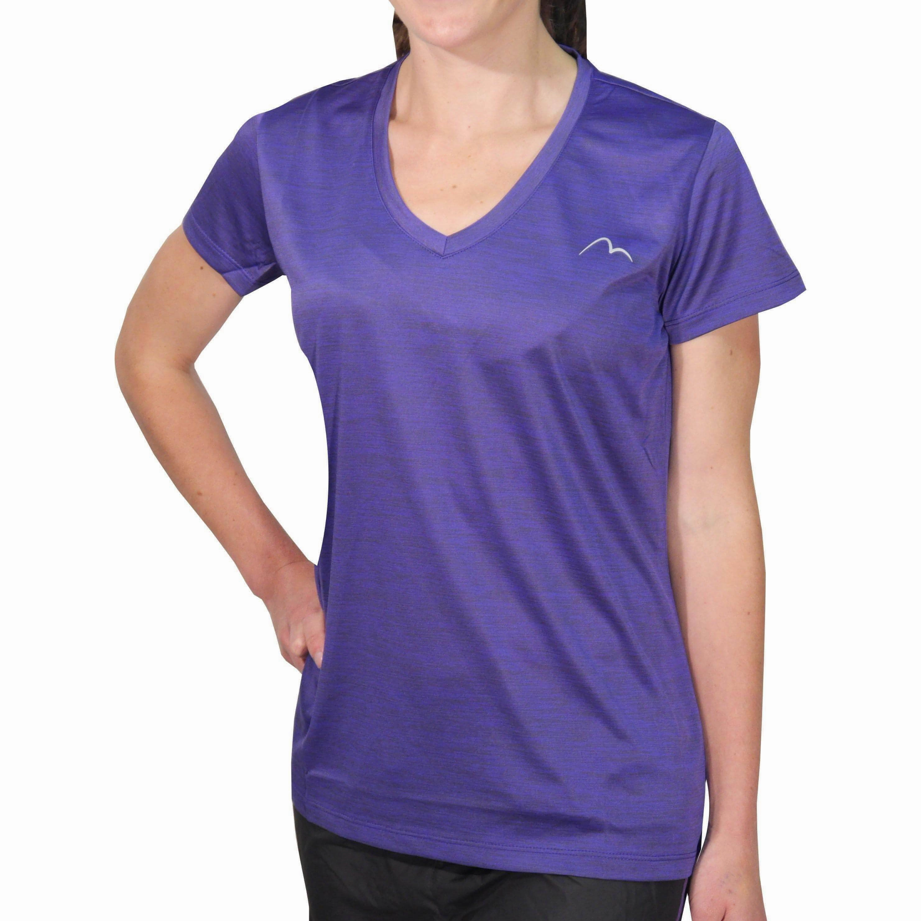 Quick Comfort Wrinkle Resistant Texture More Mile M-Tech Dry Girls Short Sleeve Running Top - Purple