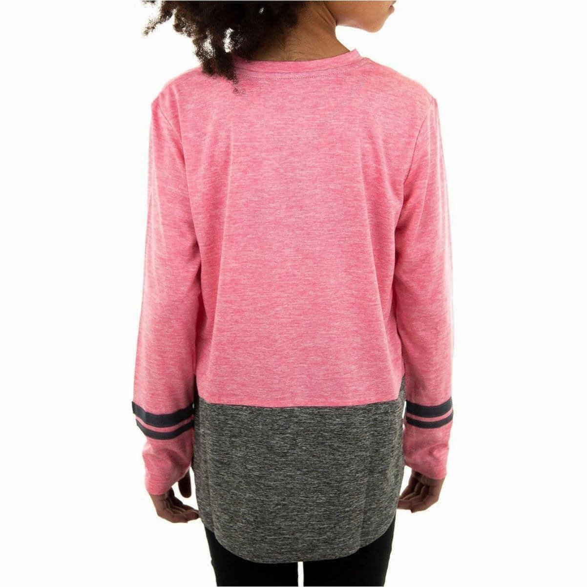 More Mile Marl Girls Long Sleeve Running Top - Pink Ventilated Back Panel yoga studio