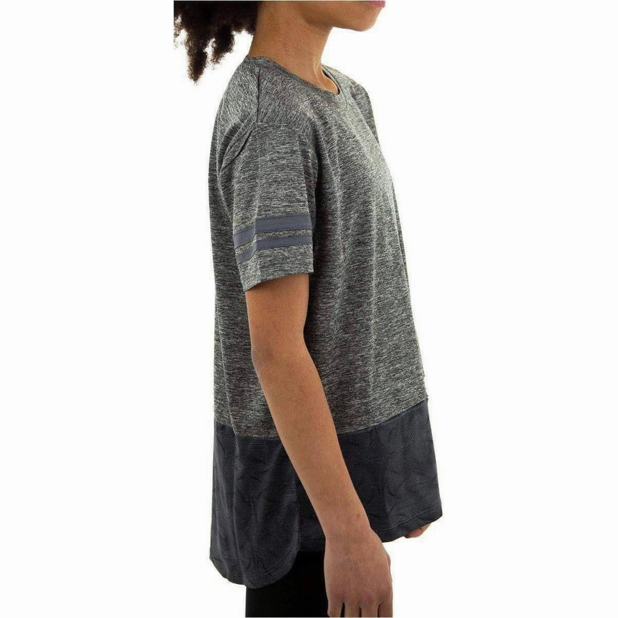 More Mile Marl Girls Short Sleeve Training Top - Grey Street Outfit Lightweight Construction
