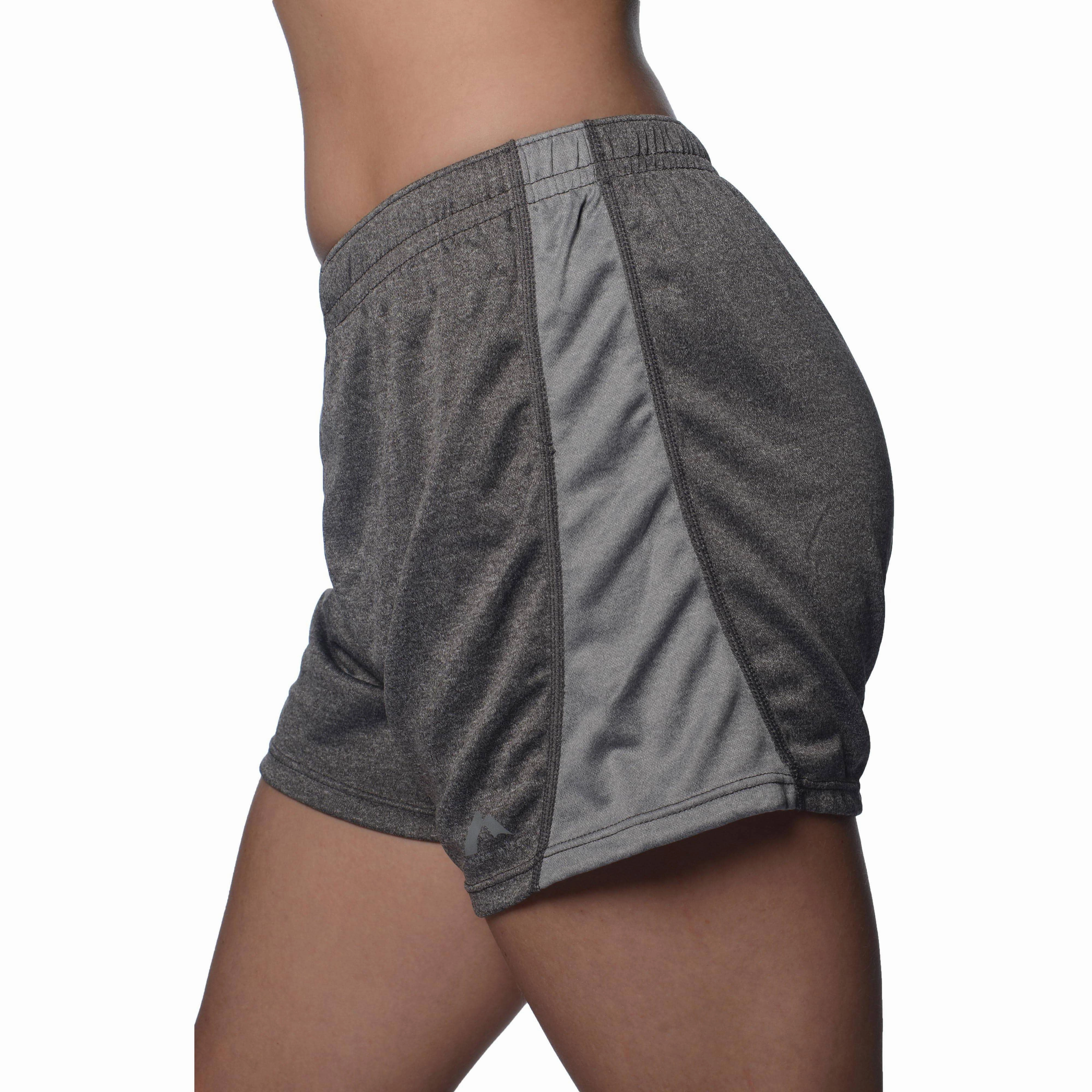 Ventilated Mesh Panels Tight Fit More Mile Marl Jersey Womens Training Shorts - Grey
