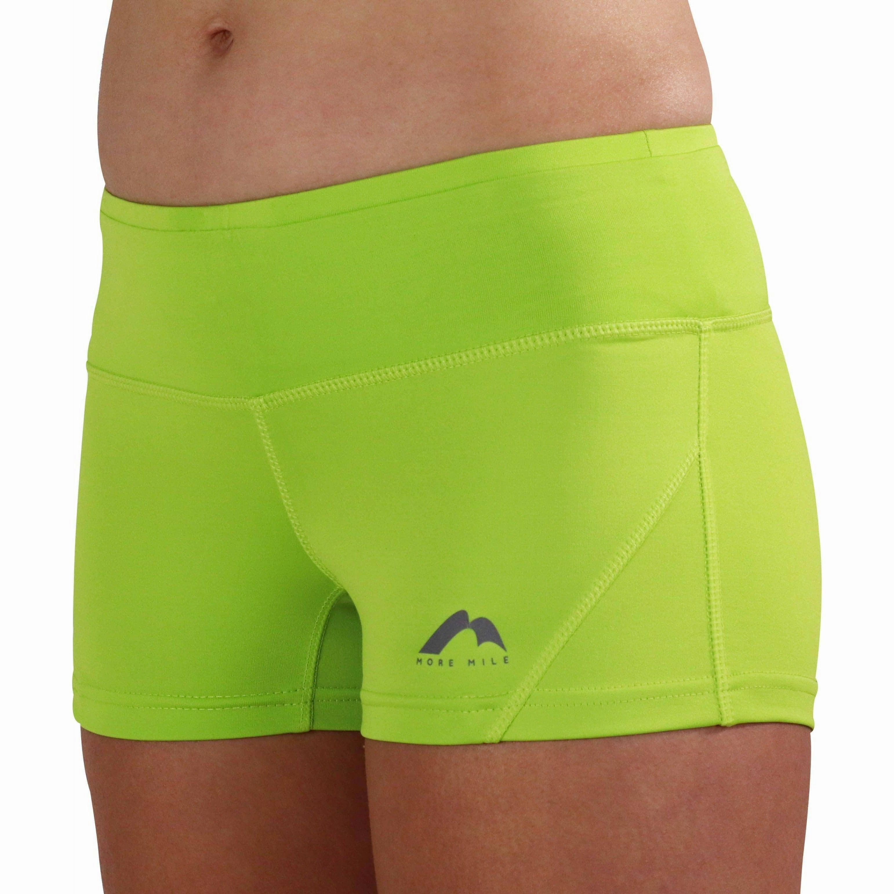 More Mile More-Tech 3 Inch Womens Running Shorts - Green Flex Foam Insert