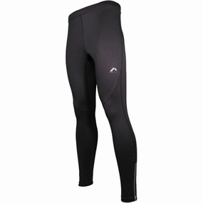 More Mile More-Tech Mens Long Running Tights - Black Silicone Hem Trim