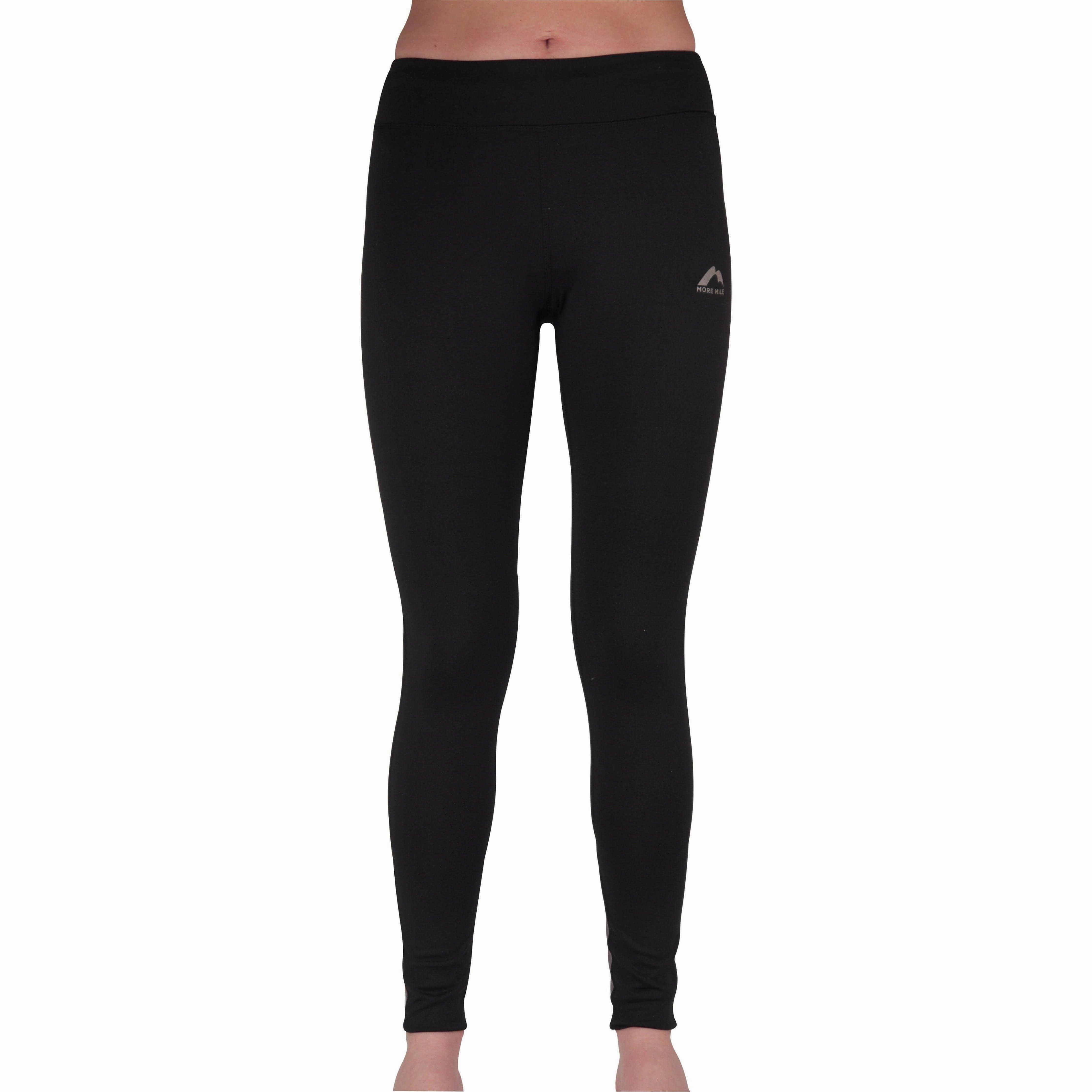 Anti Odor Fitness Training More Mile Power Womens Long Running Tights - Black