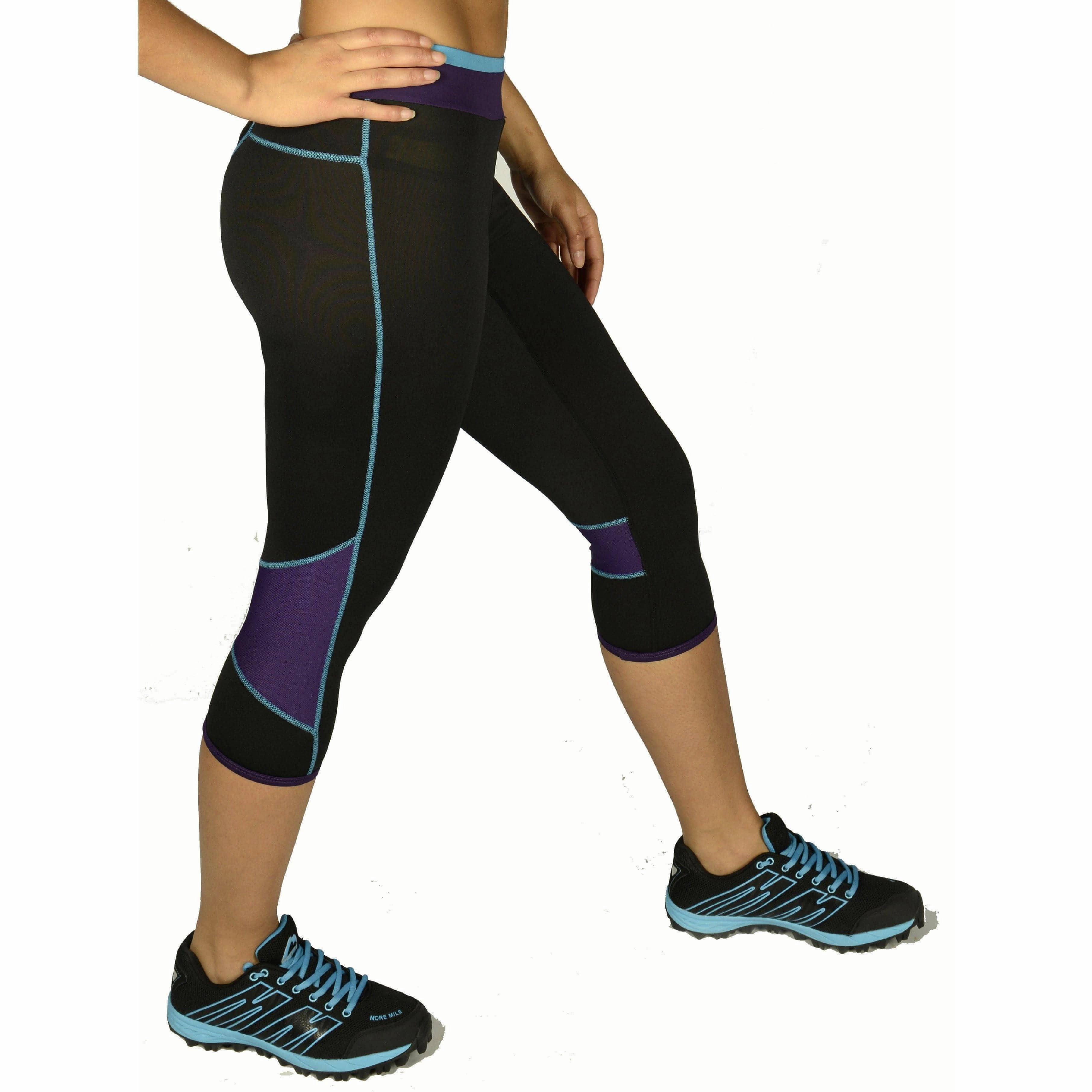 Perfect Fit Flex More Mile Prime Womens 3/4 Capri Running Tights - Black