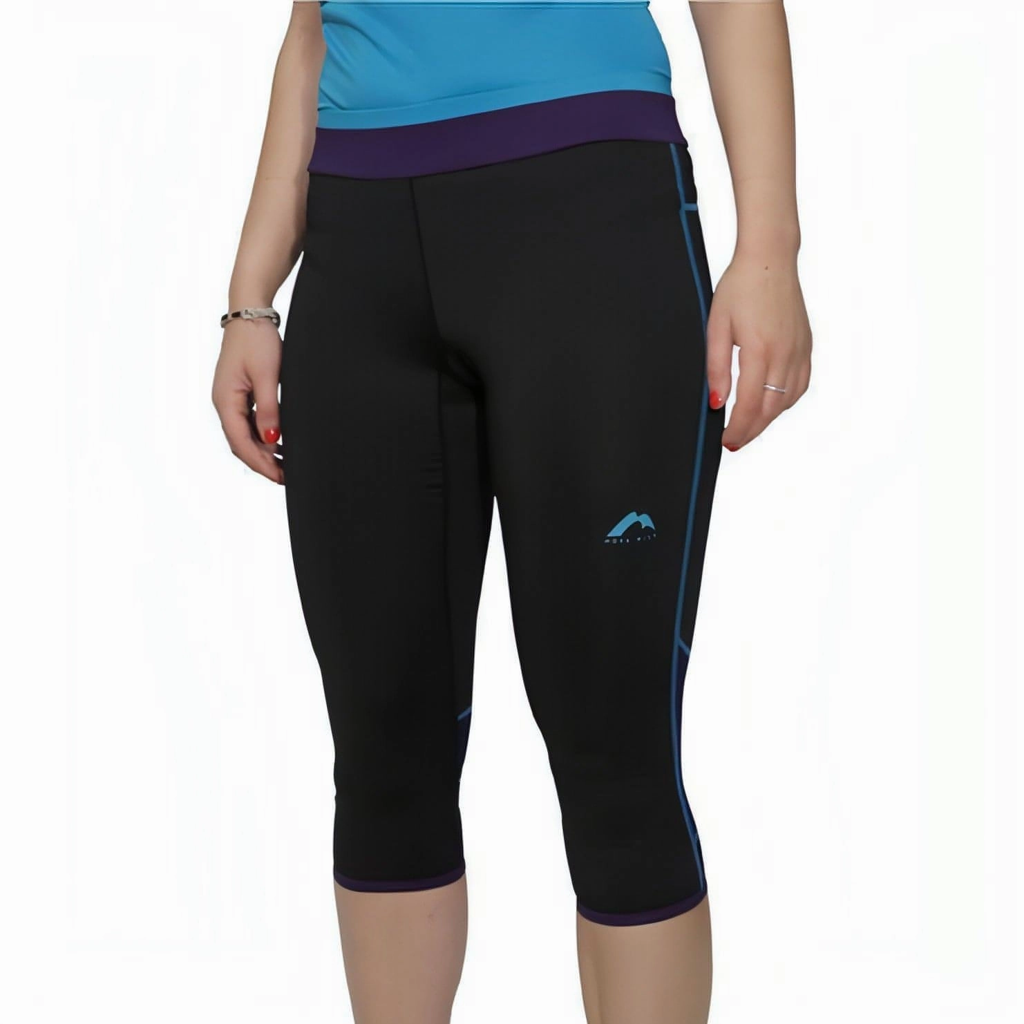 Hidden Pocket Design More Mile Prime Womens 3/4 Capri Running Tights - Black