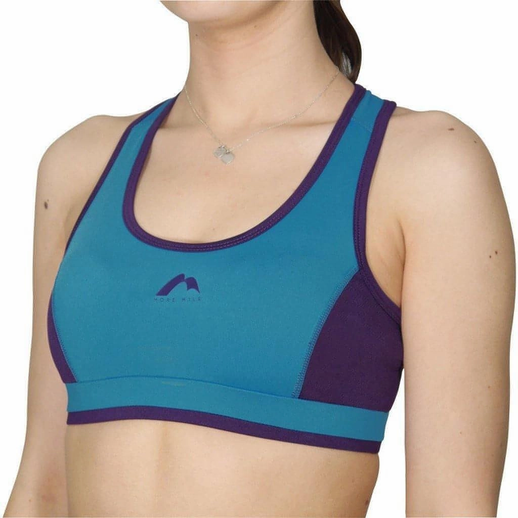 Cap-sleeved Pilates outfit More Mile Prime Womens Running Crop Top - Blue