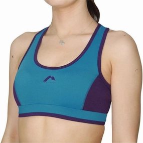 Cap-sleeved Pilates outfit More Mile Prime Womens Running Crop Top - Blue