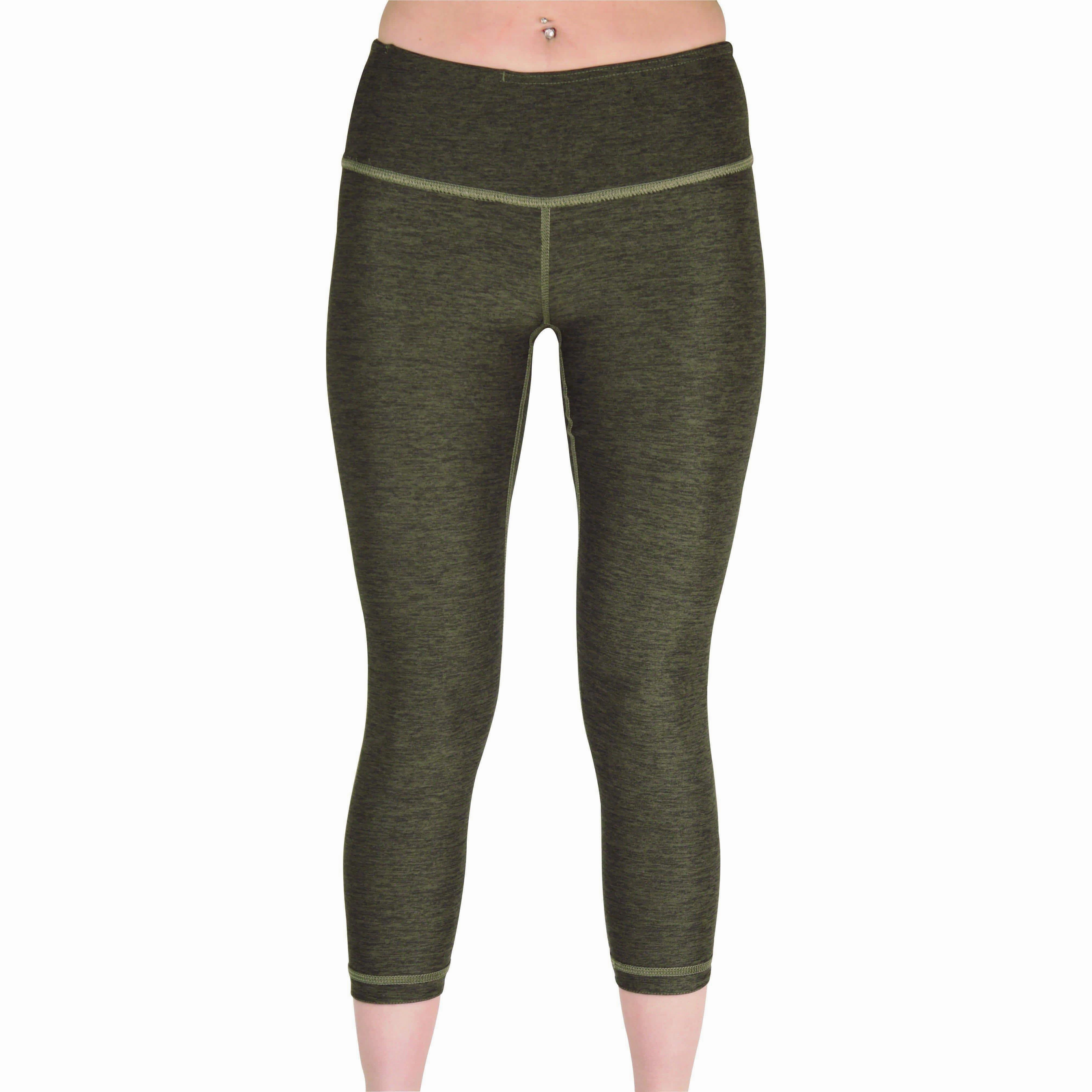 Classic Style More Mile Reversible Graphic Womens 3/4 Capri Running Tights - Green