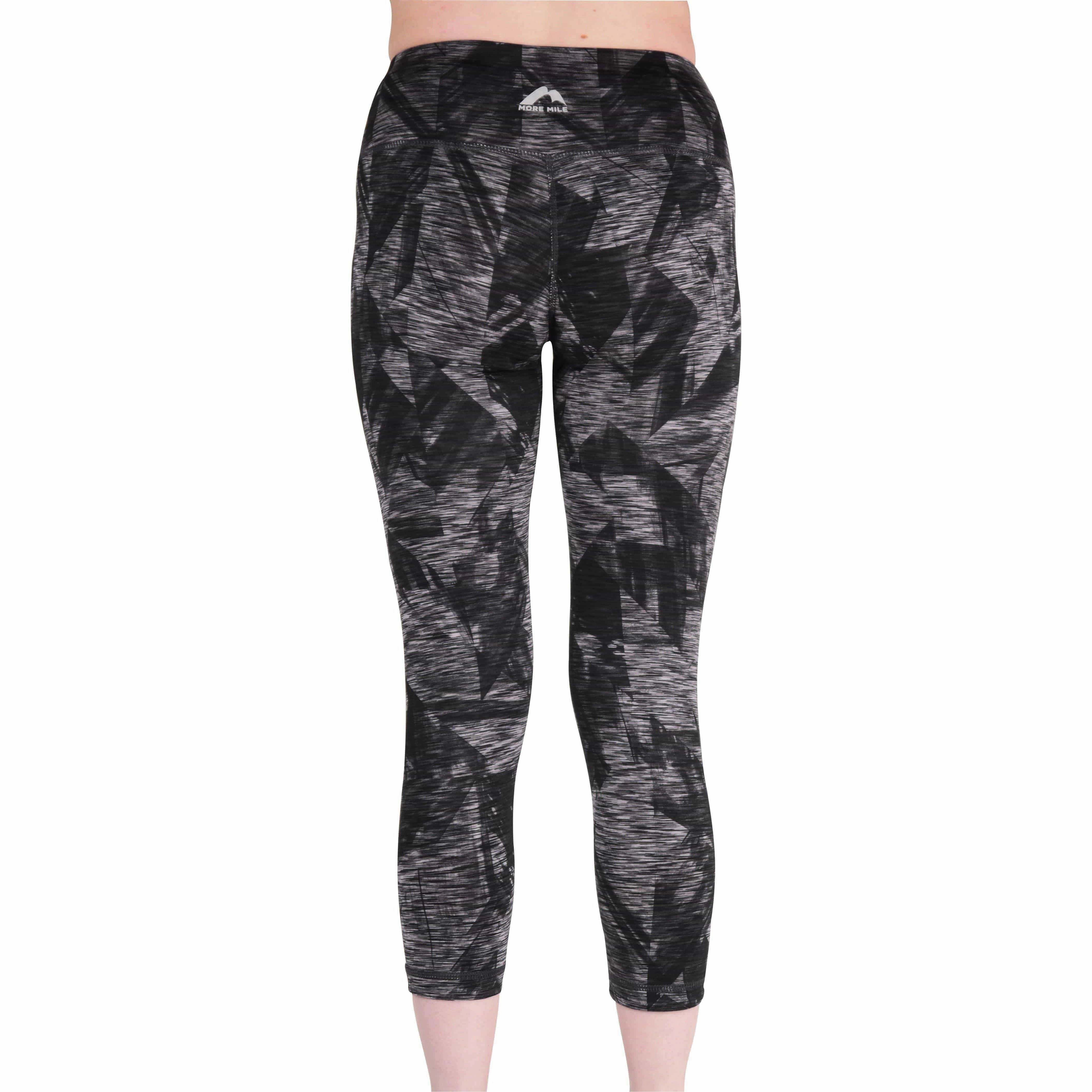 Calm Fit Dance Practice Fitness Lover More Mile Reversible Graphic Womens 3/4 Capri Running Tights - Grey