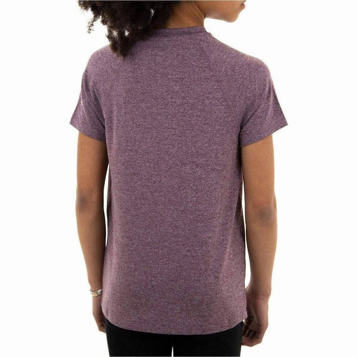 More Mile Train To Run Girls Short Sleeve Running Top - Purple Quick Release Hem Workout Gear
